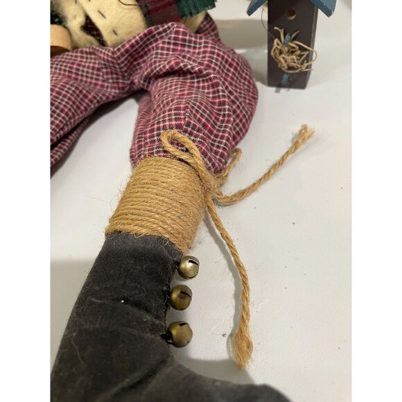 Handcrafted Decorative Snowman Doll With Scarf & Birdhouse Figurine - Picture 6 of 9